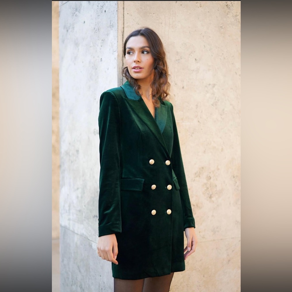 Green Velvet Blazer Jacket/Dress NWT